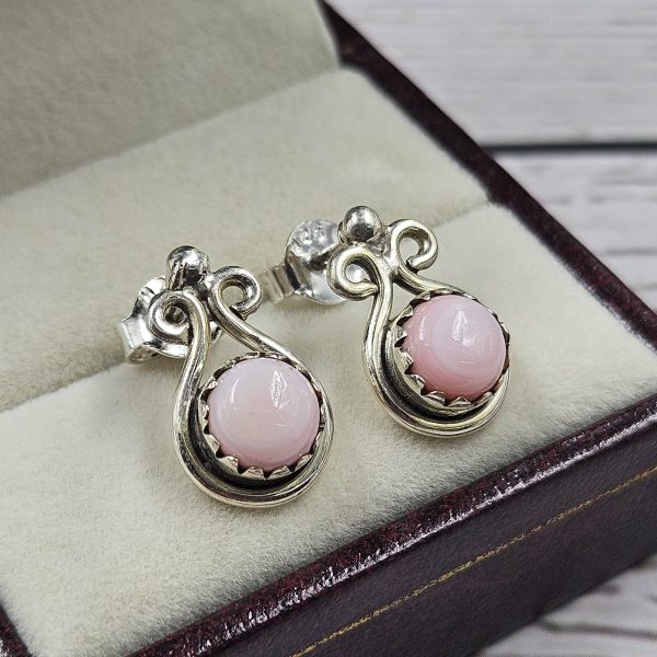 Pink Queen Conch 925 Sterling Silver Stud Earring (REXT4-7)