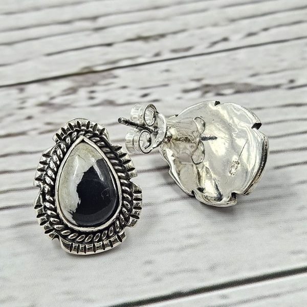 White Buffalo Turquoise 925 Sterling Silver Stud Earring (REXT4-17) - Image 2