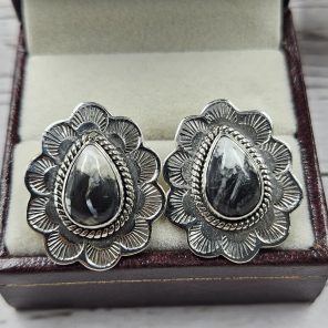 White Buffalo Turquoise 925 Sterling Silver Stud Earring (RS17-313)