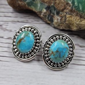 Mohave Turquoise 925 Sterling Silver Southwest Stud Earring (REXT29-235)