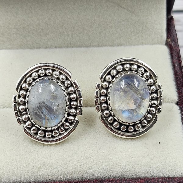 Rainbow Moonstone 925 Sterling Silver Southwest Stud Earring (REXT29-234)