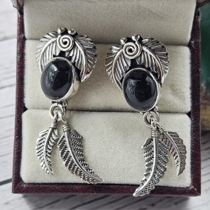 Black Onyx 925 Sterling Silver Southwest Stud Earring (REXT29-217)