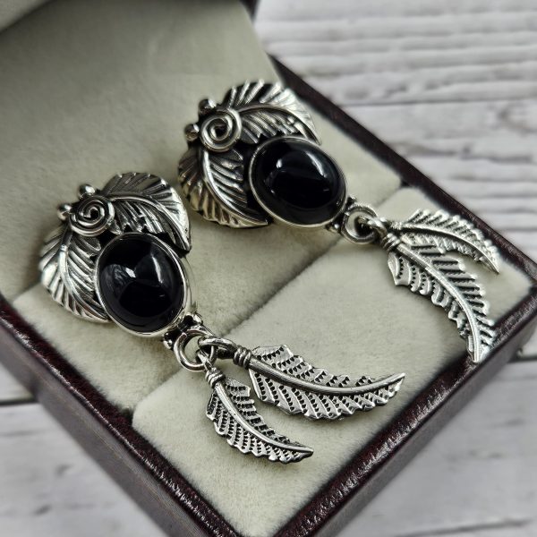Black Onyx 925 Sterling Silver Southwest Stud Earring (REXT29-217) - Image 2