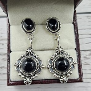 Black Onyx 925 Sterling Silver Southwest Stud Earring (REXT29-230)
