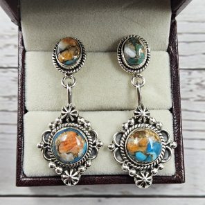 Spiny Oyster Turquoise 925 Sterling Silver Southwest Stud Earring (REXT29-229)