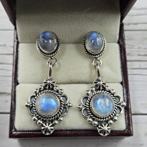 Rainbow Moonstone 925 Sterling Silver Southwest Stud Earring (REXT29-228)