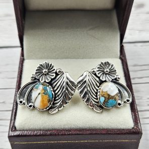 Spiny Oyster Turquoise 925 Sterling Silver Southwest Stud Earring (REXT29-208)
