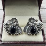 Black Onyx 925 Sterling Silver Southwest Stud Earring (REXT29-204)