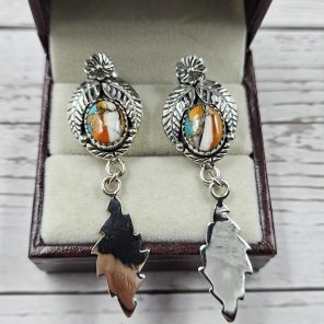 Spiny Oyster Turquoise 925 Sterling Silver Southwest Stud Earring (REXT29-223)