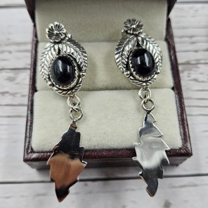 Black Onyx 925 Sterling Silver Southwest Stud Earring (REXT29-226)