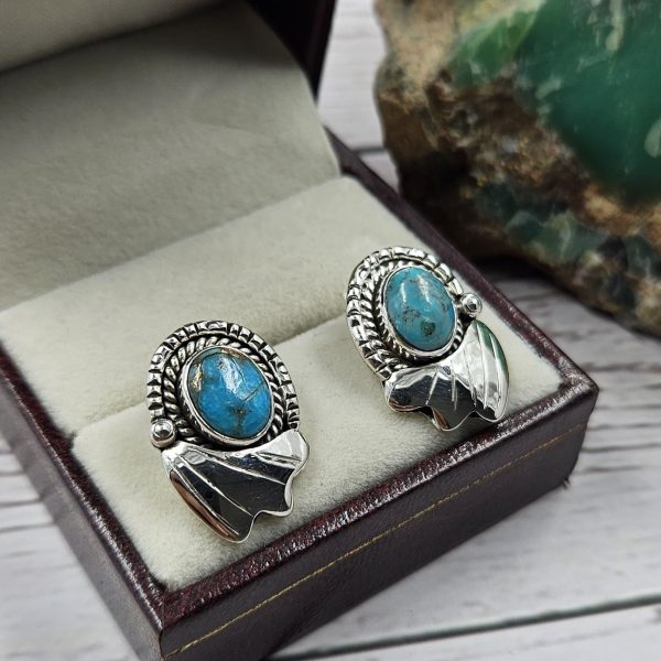 Mohave Turquoise 925 Sterling Silver Southwest Stud Earring (REXT29-241) - Image 2