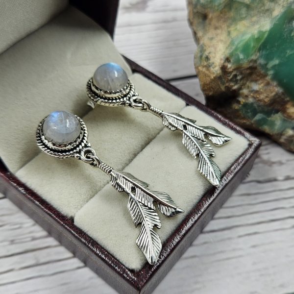 Rainbow Moonstone 925 Sterling Silver Southwest Stud Earring (REXT29-246) - Image 2