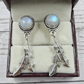 Rainbow Moonstone 925 Sterling Silver Southwest Stud Earring (REXT29-246)