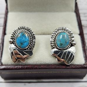 Mohave Turquoise 925 Sterling Silver Southwest Stud Earring (REXT29-241)