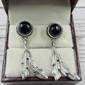 Black Onyx 925 Sterling Silver Southwest Stud Earring (REXT29-244)