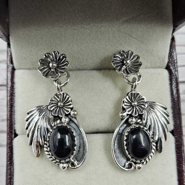 Black Onyx 925 Sterling Silver Southwest Stud Earring (REXT29-255)