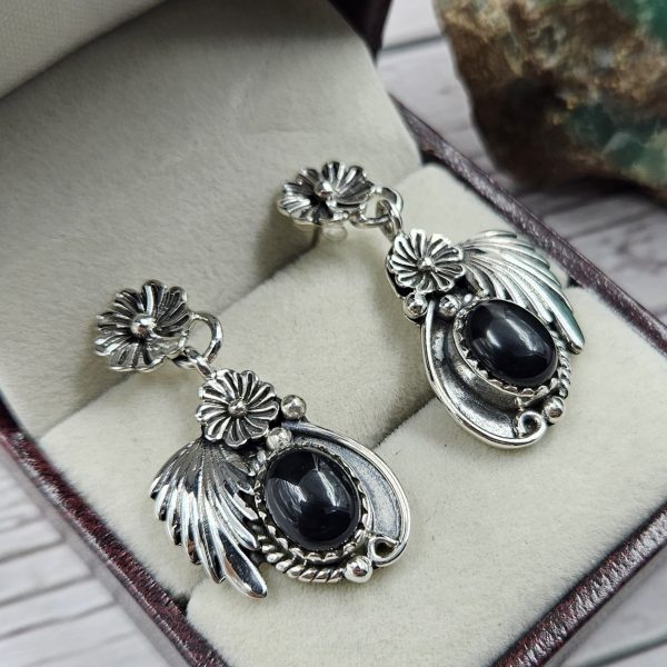 Black Onyx 925 Sterling Silver Southwest Stud Earring (REXT29-255) - Image 2
