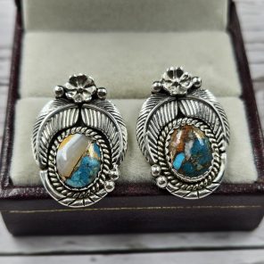 Spiny Oyster Turquoise 925 Sterling Silver Southwest Stud Earring (REXT29-262)