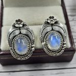 Rainbow Moonstone 925 Sterling Silver Southwest Stud Earring (REXT29-264)