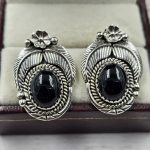 Black Onyx 925 Sterling Silver Southwest Stud Earring (REXT29-263)
