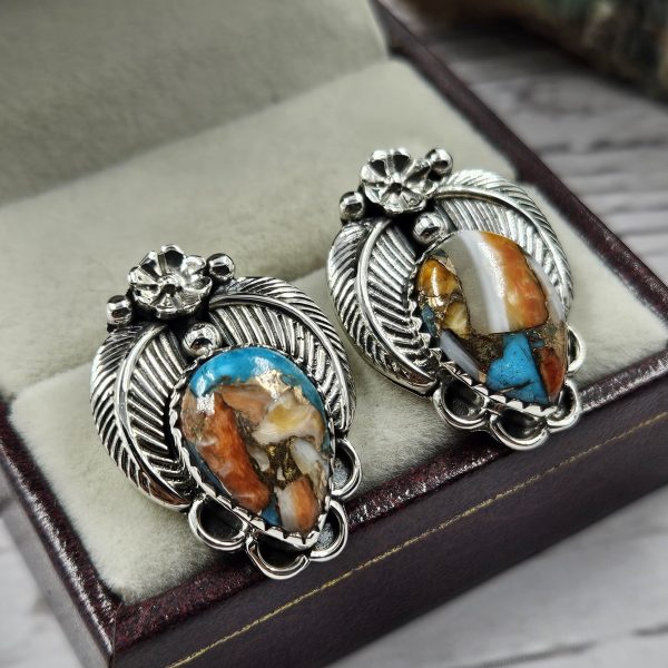 Spiny Oyster Turquoise 925 Sterling Silver Southwest Stud Earring (REXT29-278) - Image 2