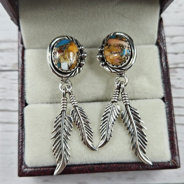 Spiny Oyster Turquoise 925 Sterling Silver Southwest Stud Earring (REXT29-261)
