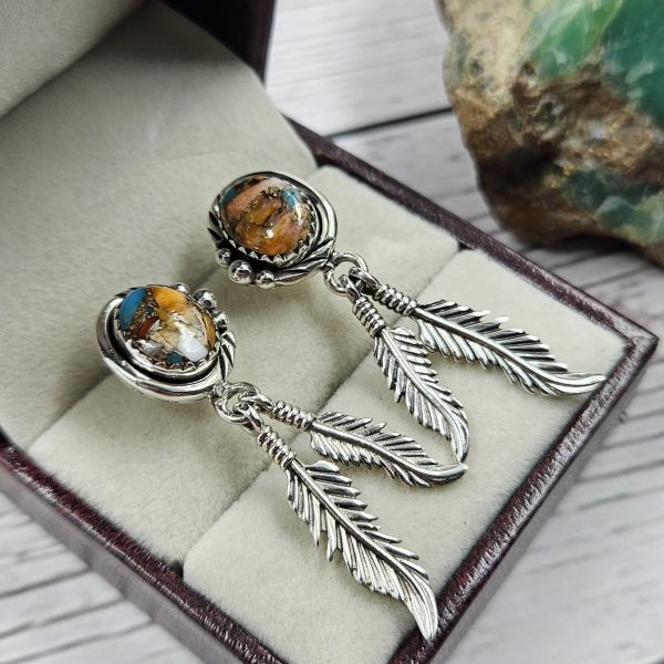 Spiny Oyster Turquoise 925 Sterling Silver Southwest Stud Earring (REXT29-261) - Image 2