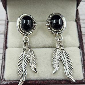 Black Onyx 925 Sterling Silver Southwest Stud Earring (REXT29-256)