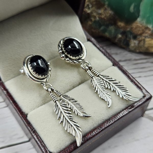 Black Onyx 925 Sterling Silver Southwest Stud Earring (REXT29-256) - Image 2