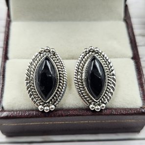 Black Onyx 925 Sterling Silver Southwest Stud Earring (REXT29-271)