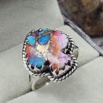 Spade Pink Dahlia Turquoise 925 Silver Ring (RS5-3)
