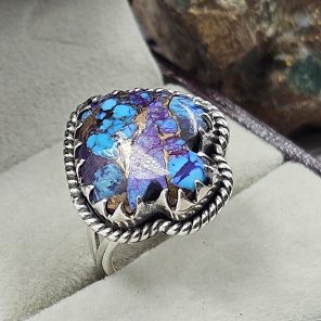 Spade Purple Mohave Turquoise 925 Silver Ring (RS5-4)