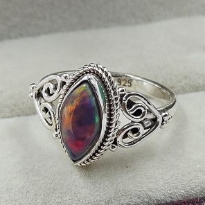 Aurora Opal 925 Sterling Silver Ring (REXT27-40)