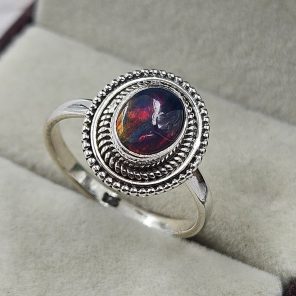 Aurora Opal 925 Sterling Silver Ring (REXT27-38)