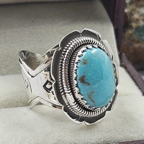 Arizona Turquoise Southwest Style 925 Silver Ring (RS56-72)
