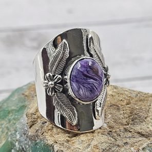 Charoite Southwest Style 925 Silver Ring (RS50-8)