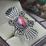 Pink Dahlia Turquoise Southwest Style 925 Silver Ring (RS31-130)