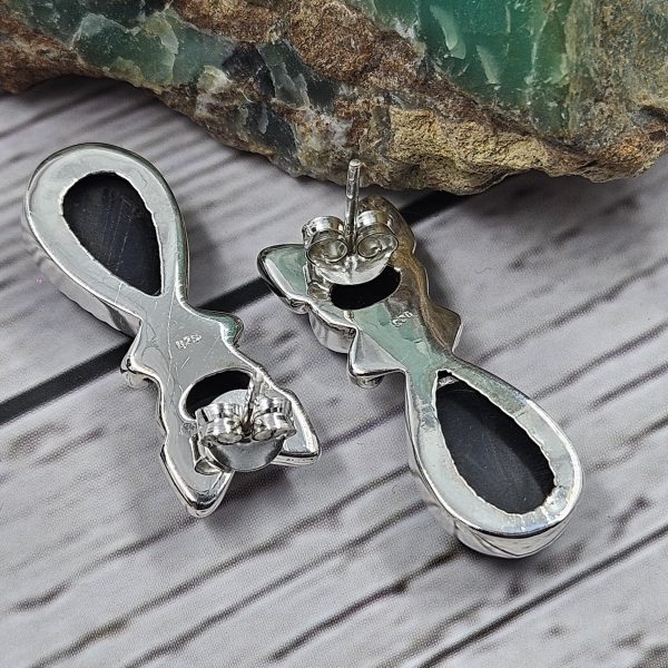 Black Onyx 1.5â€³ Cat Studs 925 Silver Earring (RS26-104) - Image 2