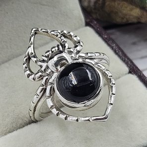 Spider Black Onyx Southwest Style 925 Silver Ring (RS49-5)