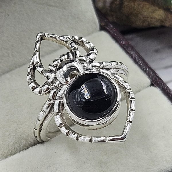 Spider Black Onyx Southwest Style 925 Silver Ring (RS49-5)