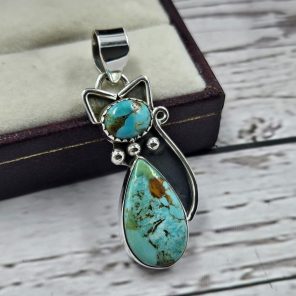 Mohave Turquoise 1.5â€³ Cat 925 Silver Pendant (RS26-110)