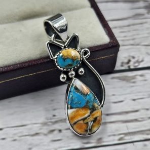 Spiny Oyster Turquoise 1.5â€³ Cat 925 Silver Pendant (RS26-109)