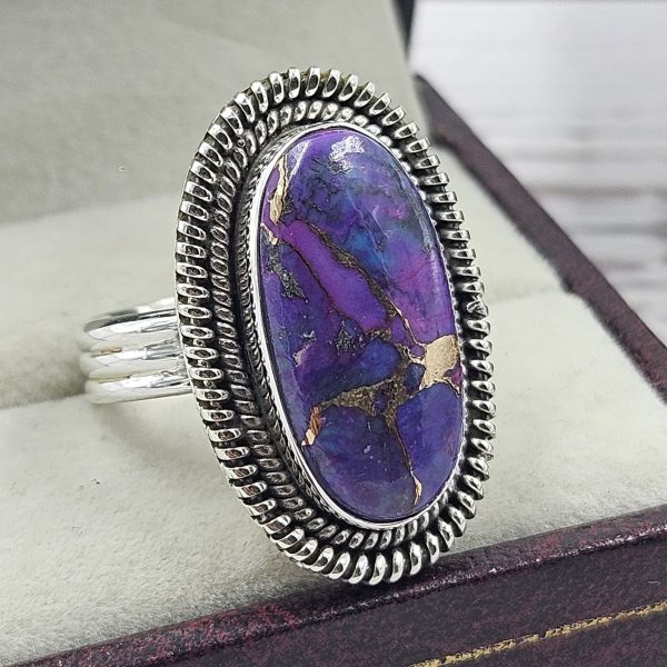 Purple Mohave Turquoise Southwest Style 925 Silver Ring (REXT12-63) - Image 2