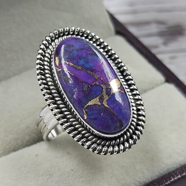 Purple Mohave Turquoise Southwest Style 925 Silver Ring (REXT12-63)