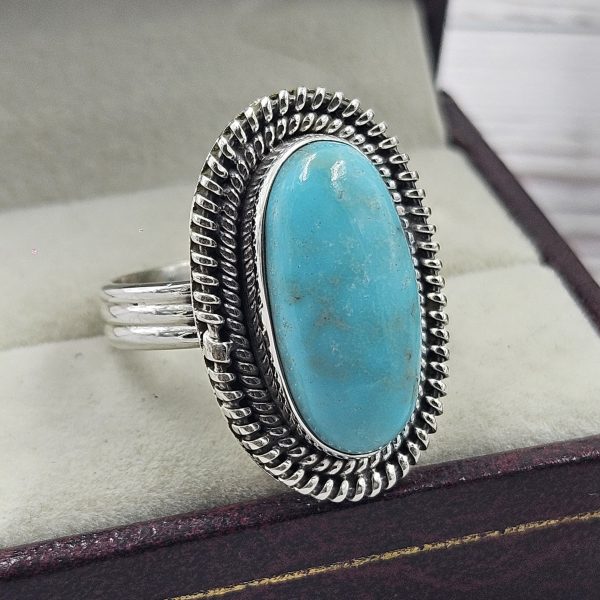 Arizona Turquoise Southwest Style 925 Silver Ring (REXT12-64) - Image 2