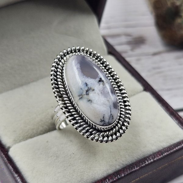 Dendritic Opal Southwest Style 925 Silver Ring (REXT12-65)