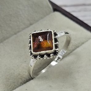 Dainty Amber 925 Sterling Silver Ring (REXT2-8)