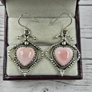 Pink Queen Conch Shell Southwest Style 925 Sterling Silver Earring (RS17-322)
