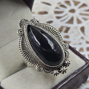 Black Onyx 925 Sterling Silver Ring (REXT50-74)