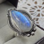 Rainbow Moonstone 925 Sterling Silver Ring (REXT50-73)